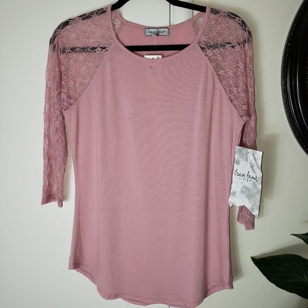 Crave Fame by Almost Famous Lace Sleeve Top